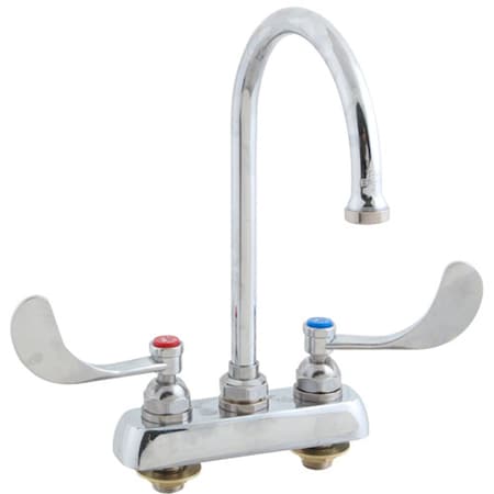 T&S Brass Faucet, 4"Dk , Gsnk, Wrstbld Handle -1145